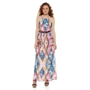 [Flawed] Lily Rose - Women's Floral Halter-neck Blouson Maxi Dress - Multi - S